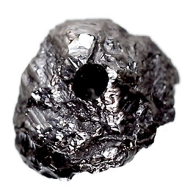 Schwarzer Rohdiamant 1.47 Ct, gebohrt